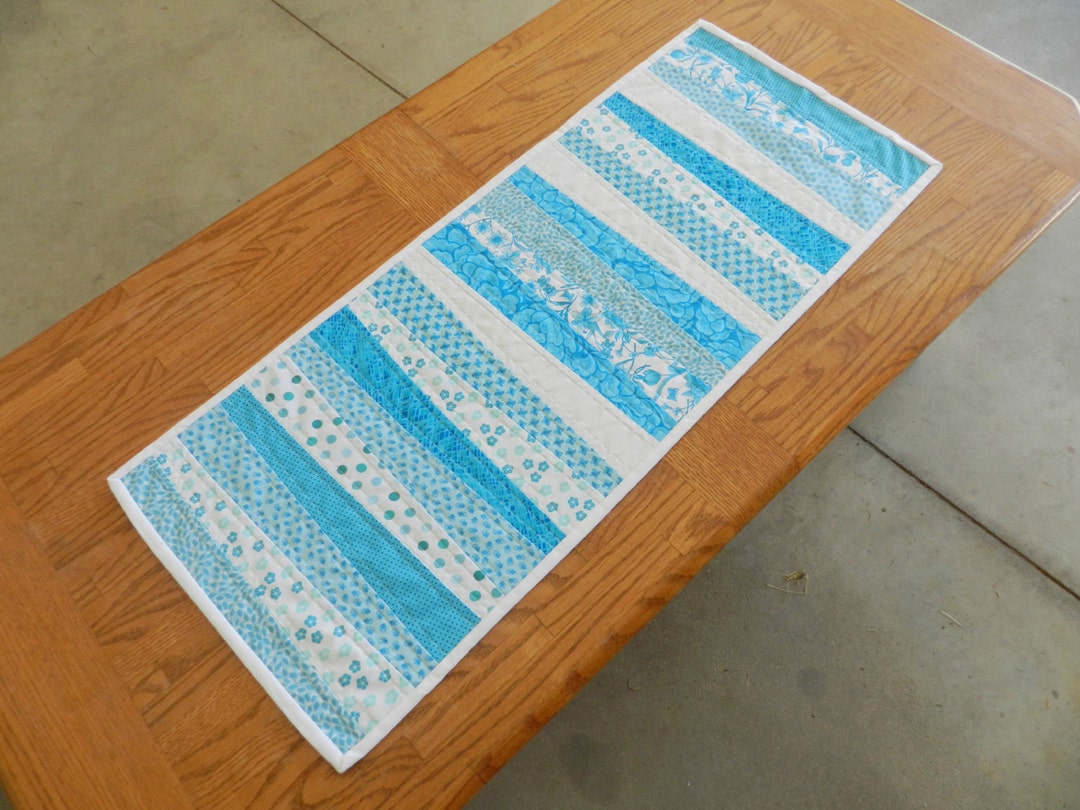 Turquoise Scrappy Table Runner Spring Table Mat Sofa Table Etsy