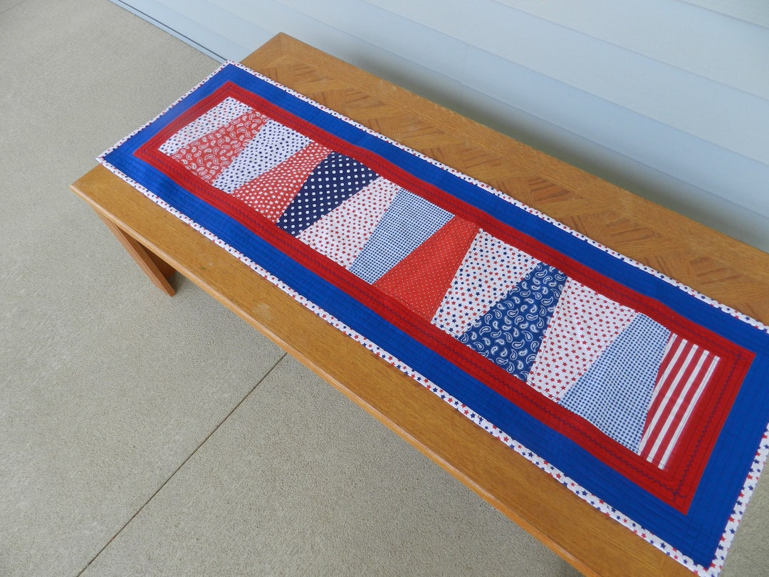 Patriotic Table Runner July 4th Table Runner Independence Etsy