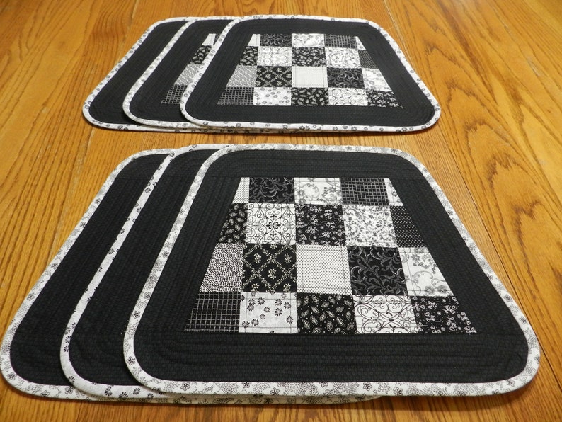 Wedge shaped placemat black and white placemats fabric Etsy