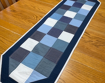 Blue table runner, blue table mat, patchwork table mat, blue table decor, blue patchwork mat, octagon table runner, Item #860