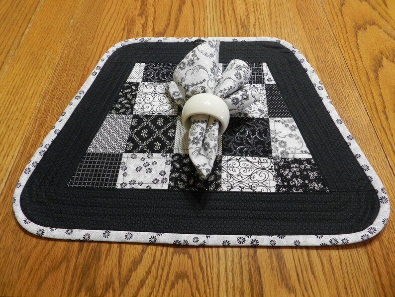 Wedge shaped placemat black and white placemats fabric Etsy