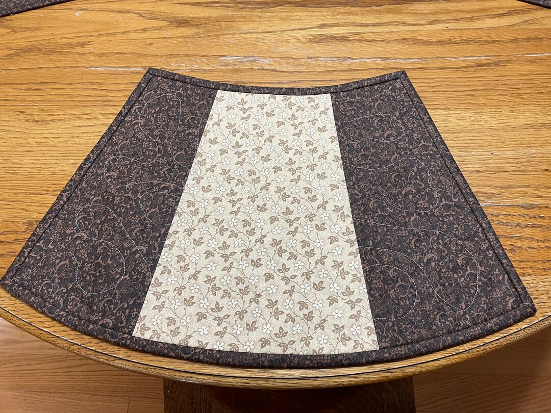 Brown Placemats, Curved Placemats, Kitchen Table Mats, Quilted