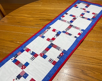 Patriotic Table Runner, Wall Hanging, Americana Table Runner, Table Topper, Red white blue table topper, July 4th table runner  item #124