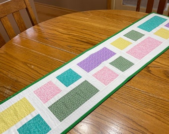 Pastel and White Spring Table Runner, Summer Table Runner, Sofa Table Runner, Easter Table Runner, Pastel table runner  Item #121