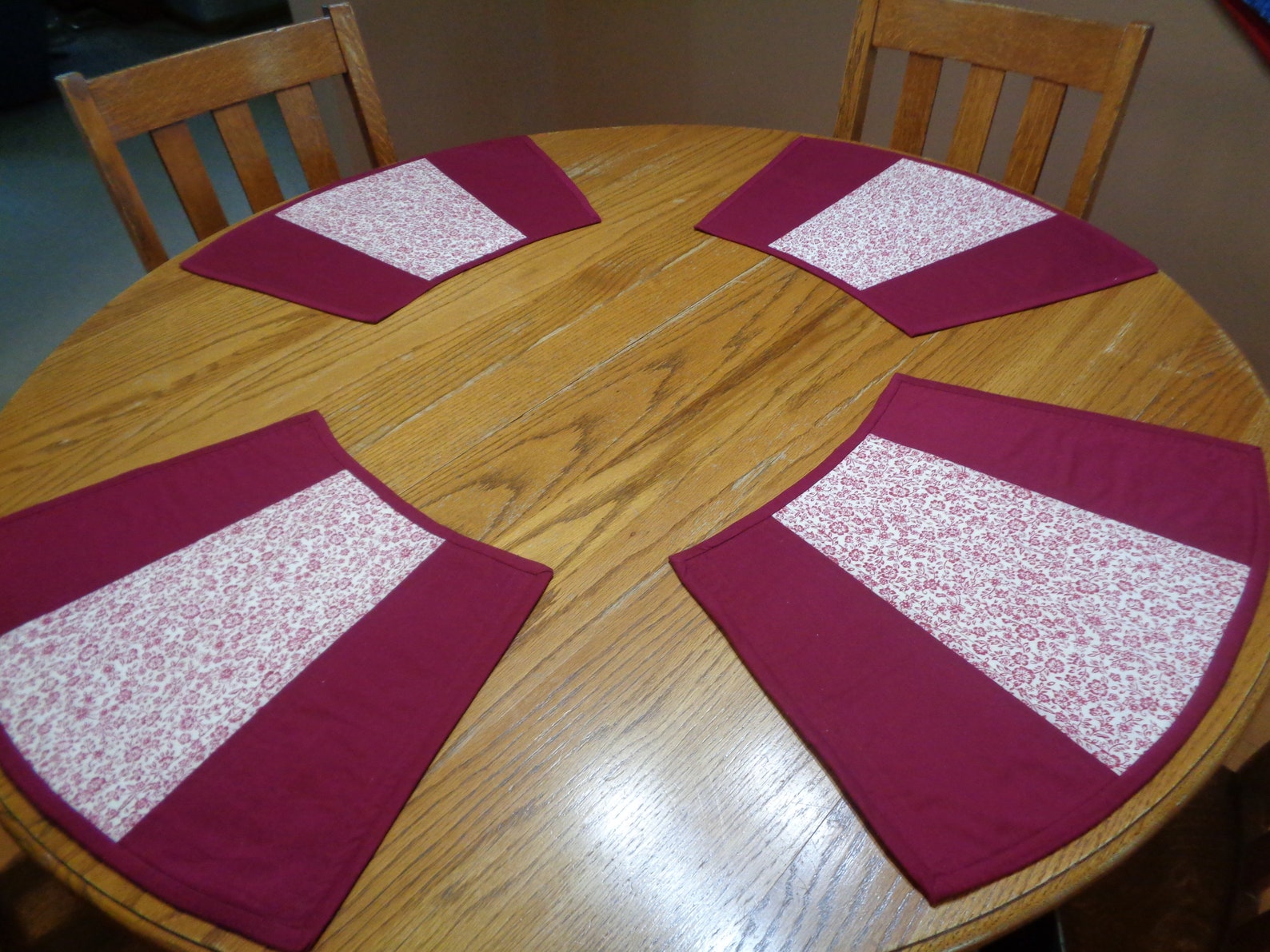 Burgundy Placemats Curved Placemats Kitchen Table Mats Etsy