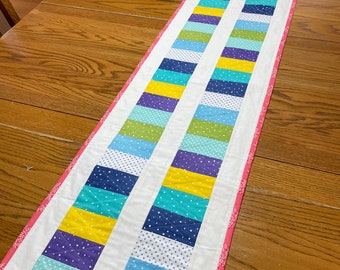 Pastel table runner, Easter table runner, spring table runner, summer table runner, striped table runner, Easter decor, Item #744