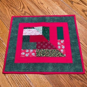 Christmas table topper, Xmas table topper, patchwork table topper, Christmas centerpiece, red green table decor, Christmas decor, Item #850