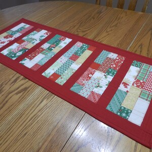 Christmas table runner, Patchwork table runner, Christmas table mat, Red and Green Table Runner, Xmas table runner  Item #489