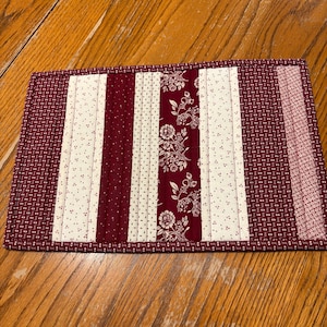 Burgundy table mat, casserole mat, big hot pad, oversized pot holder, quilted trivet, table protector, quilted hot pad, Item #876