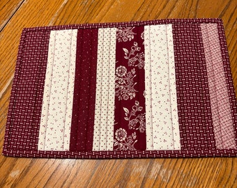 Burgundy table mat, casserole mat, big hot pad, oversized pot holder, quilted trivet, table protector, quilted hot pad, Item #876