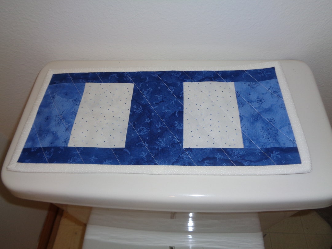 Blue Toilet Tank Topper Blue Toilet Tank Cover Blue Toilet Etsy