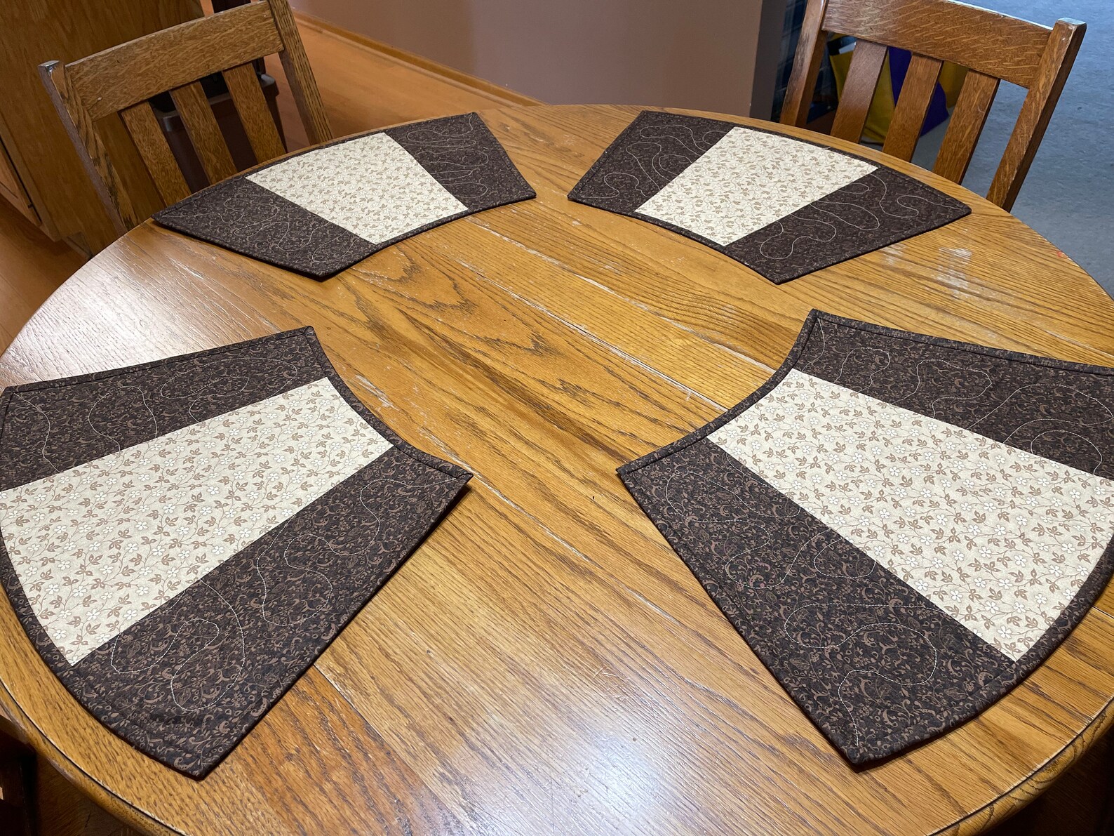 Brown placemats curved placemats kitchen table mats quilted Etsy