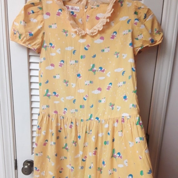 Yellow Unicorn Lace Pinup Vintage Boho Maternity D