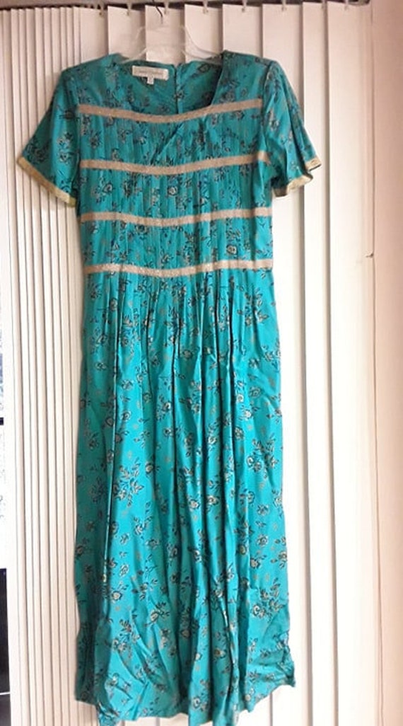 Vintage Boho Blue Floral Indian Sarah Elizabeth P… - image 1