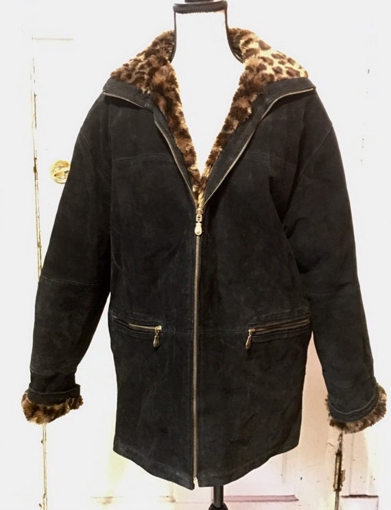 Vintage reversible leopard faux fur and reverse s… - image 5