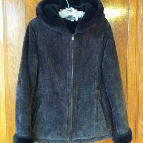 Leather Coat Fur Lined Etsy