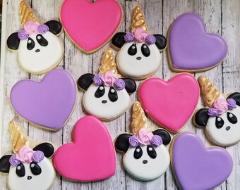 Panda unicorn sugar cookies