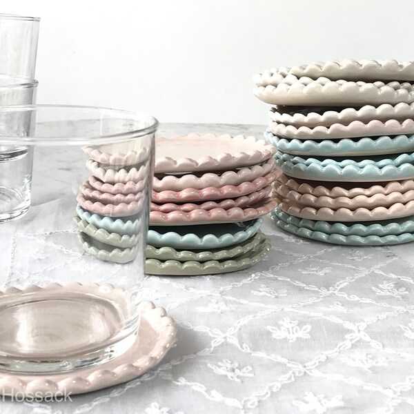 Handmade Pastel Coloured Ceramic Coasters