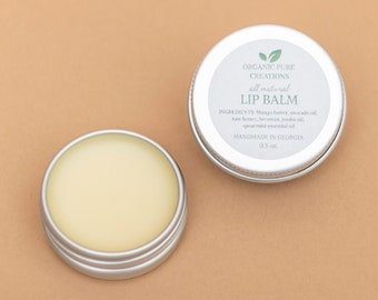 Natural Lip Balm: Beeswax, Mango Butter, Spearmint (0.5 oz)