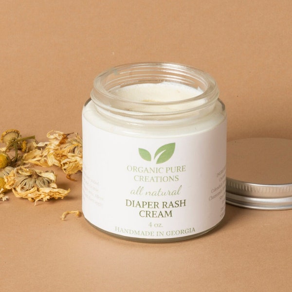 Organic Diaper Rash Cream, Gentle Natural Soothing Baby Ointment, Booty Bottom Balm,  Herbal Eczema Relief Salve, Zinc Oxide, Sensitive Skin