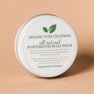 Postpartum Belly Balm, Stretch Mark Cream, After Birth Butter Salve, Firming Tightening, Natural Organic New Mama Mom Gift, Belly Binding