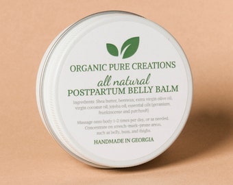 Postpartum Belly Balm, Stretch Mark Cream, After Birth Butter Salve, Firming Tightening, Natural Organic New Mama Mom Gift, Belly Binding