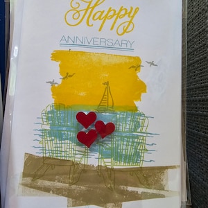Beach Anniversary Card, Anniversary cards, Beach themed Anniversary card, love, hearts