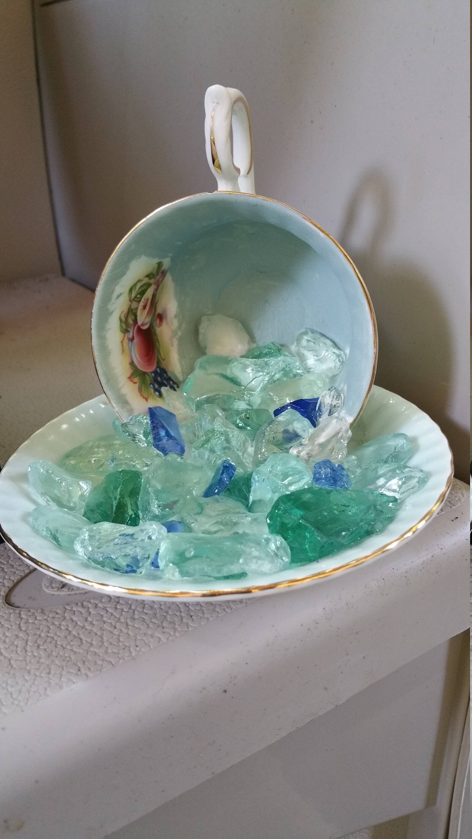 Original Handmade Waterfall Teacup Seaglass Etsy