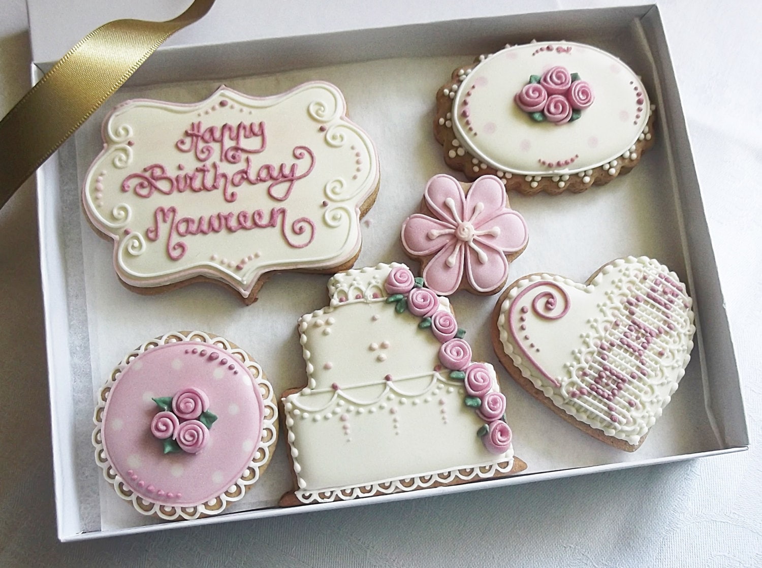 Personalised Birthday Cookie Gift Box in Vintage Rose Etsy