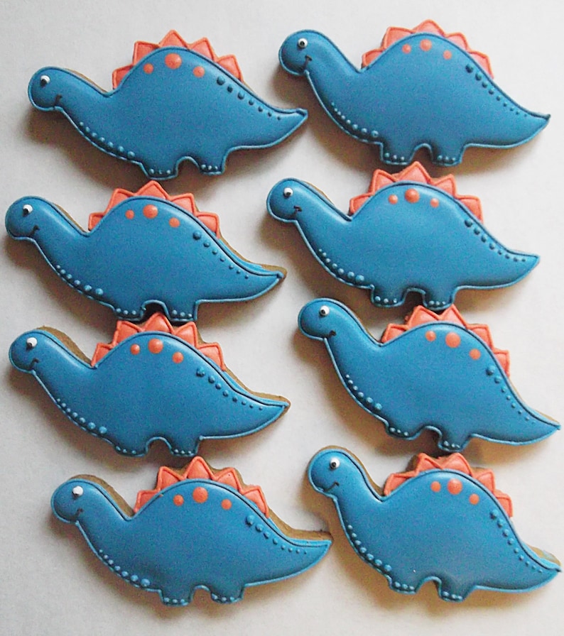 Cute Dinosaur Cookies Dinosaur Party Biscuits Childrens Etsy