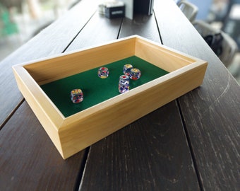 Wooden Dice Tray for board games, with high density felt, made of solid beech, 320x220x55