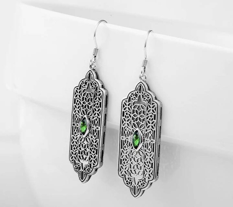 Studiodragonfly19 memorial Ash Vintage Sterling Silver Emerald Topaz CZ Cremation Pendant and EarringsMemorial Pet Ash Cremation Earrings