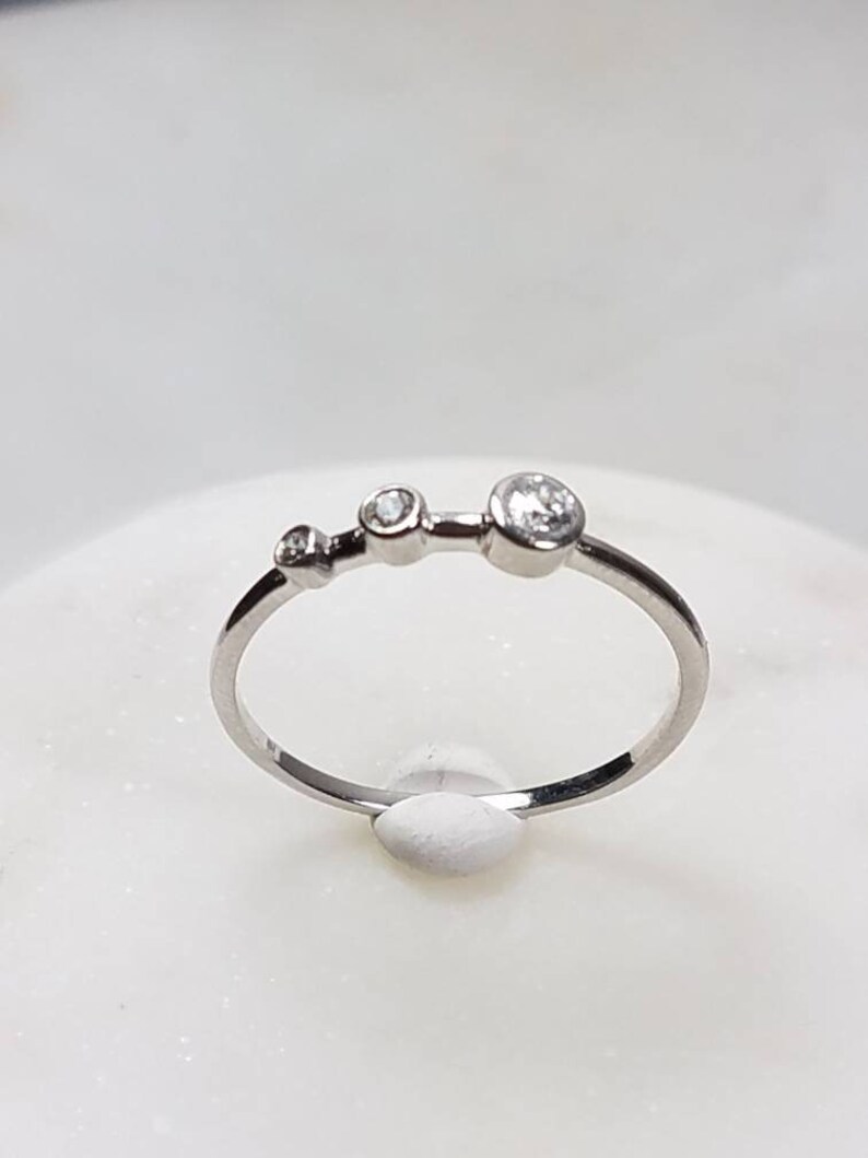 Studiodragonfly19 Cremation Memorial Ash Trio Minimalist CZ Bezel RingMemorial Ash Pet Jewelry