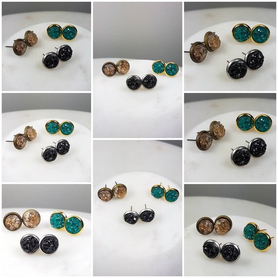 Memorial Ash Stainless Steel Druzy Stone Earrings memorial Jewelry