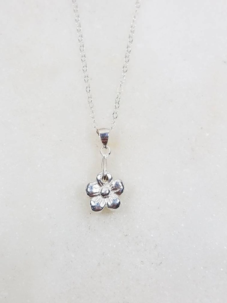 Memorial Ash Pure Silver Flower Pendant Necklace/Memorial Ash Cremation Pendant/Pet Memorial image 4