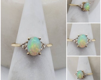 Studiodragonfly19 Memorial Ash Opal Diamond Ring/ Memorial Ash JewelryPet Memorial Jewelry/ Cremation Rings