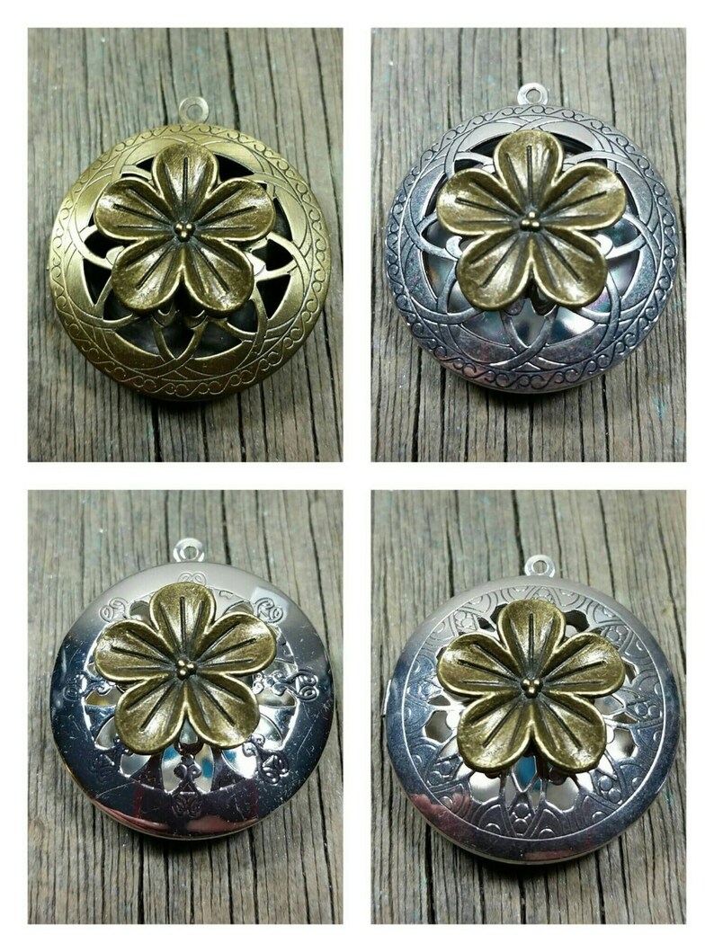 Memorial Ash Flower Silver or Bronze Locket Pendant NecklaceCremation PendantPet Memorial JewelryCremationMore than 90 Color Op