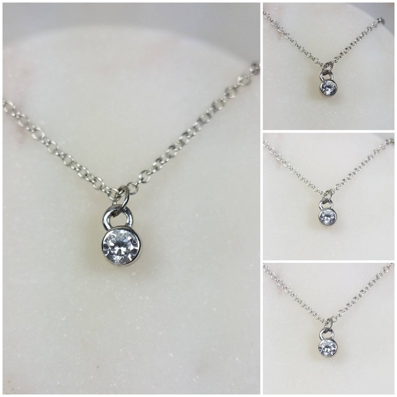 Studiodragonfly19 Gem Stone Minimalist CZ Bezel Cremation Memorial Ash NecklaceMemorial Ash Jewelry Pet NecklaceBezel Necklace