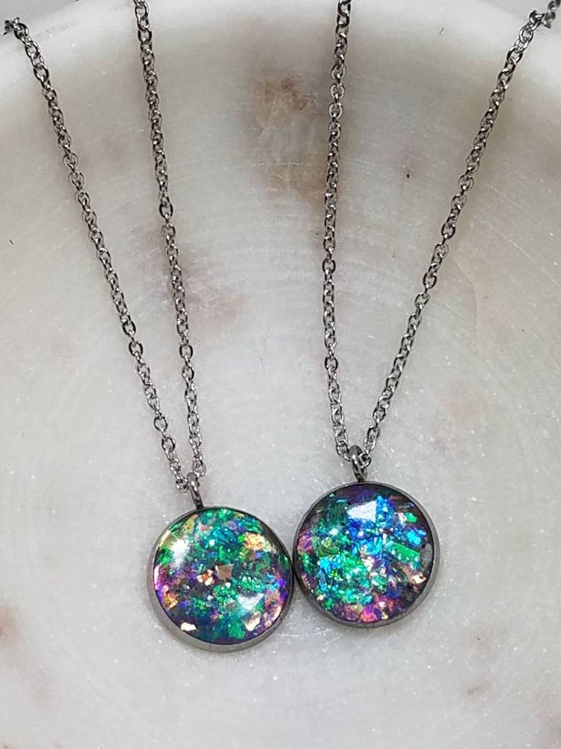 Memorial Ash Stainless Steel Pendant NecklaceCremation PendantPet Memorial JewelryMore than 90 Color Options15mm