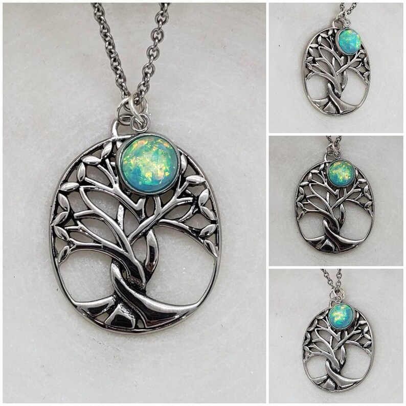 Memorial Cremation Stainless Steel Tree of Life Pendant Necklace/Cremation Pendant/Pet Memorial Jewelry/Cremation/More than 90 Color Options image 1