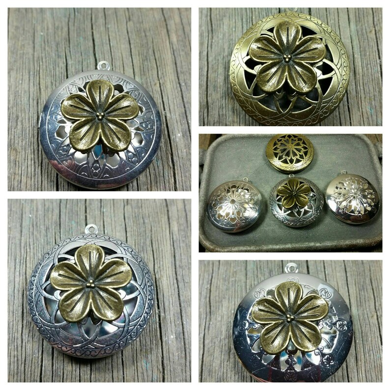 Memorial Ash Flower Silver or Bronze Locket Pendant NecklaceCremation PendantPet Memorial JewelryCremationMore than 90 Color Op