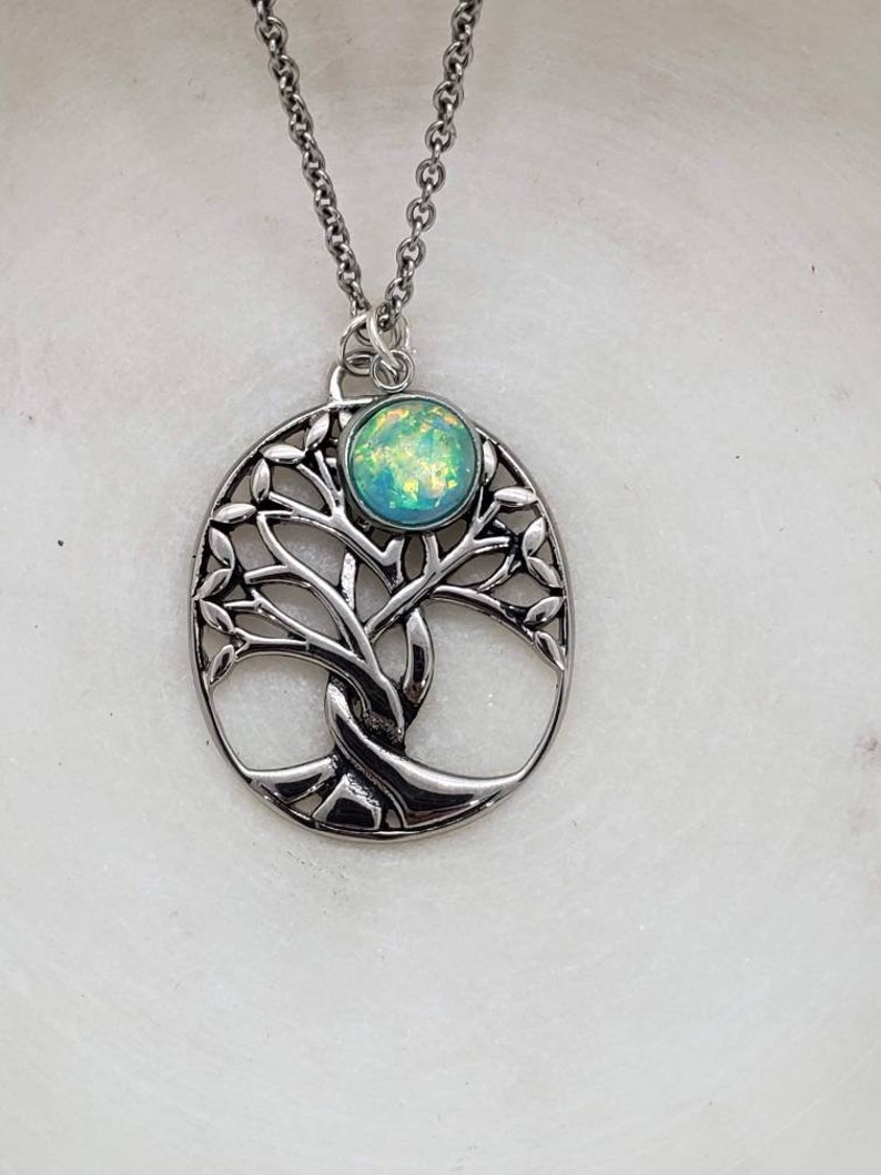 Memorial Cremation Stainless Steel Tree of Life Pendant Necklace/Cremation Pendant/Pet Memorial Jewelry/Cremation/More than 90 Color Options image 2