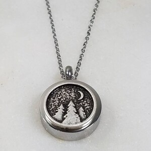 Memorial Ash Stainless Steel Cremation Tree Moon Urn Necklace/cremation ...