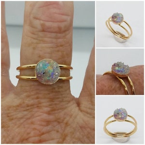 Memorial Ash Druzy Sterling Silver or Gold Filled Ring/ Cremation Ring/Pet Memorial Ring/100 Color Options/Ash Ring/8mm image 3