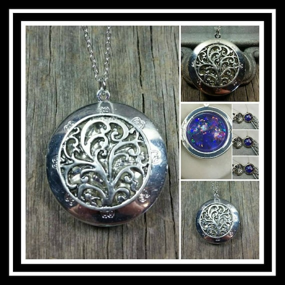 Memorial Ash Sterling Silver Gem Stone Locket Pendant NecklaceCremation PendantPet Memorial JewelryCremationMore than 90 Color Options