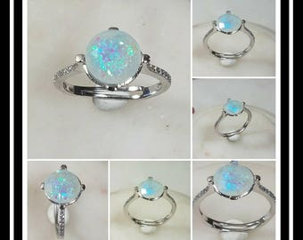 Sterling Silver Cubic Zirconia Memorial Stone Ring/Memorial Ash Jewelry/Pet Memorial Jewelry/ Ash Ring /Cremation Jewelry/Over 90 Colors