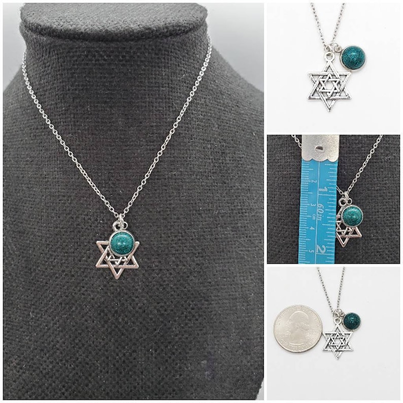Memorial Ash Cremation Star of David NecklaceCremation Pendant Pet Memorial Jewelry Memorial Jewelry100+Color Options