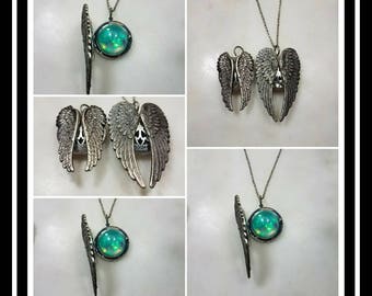 Memorial Ash Silver Angel Wing Locket Pendant Necklace/Cremation Pendant/Pet Memorial Jewelry/Cremation/More than 90 Color Options