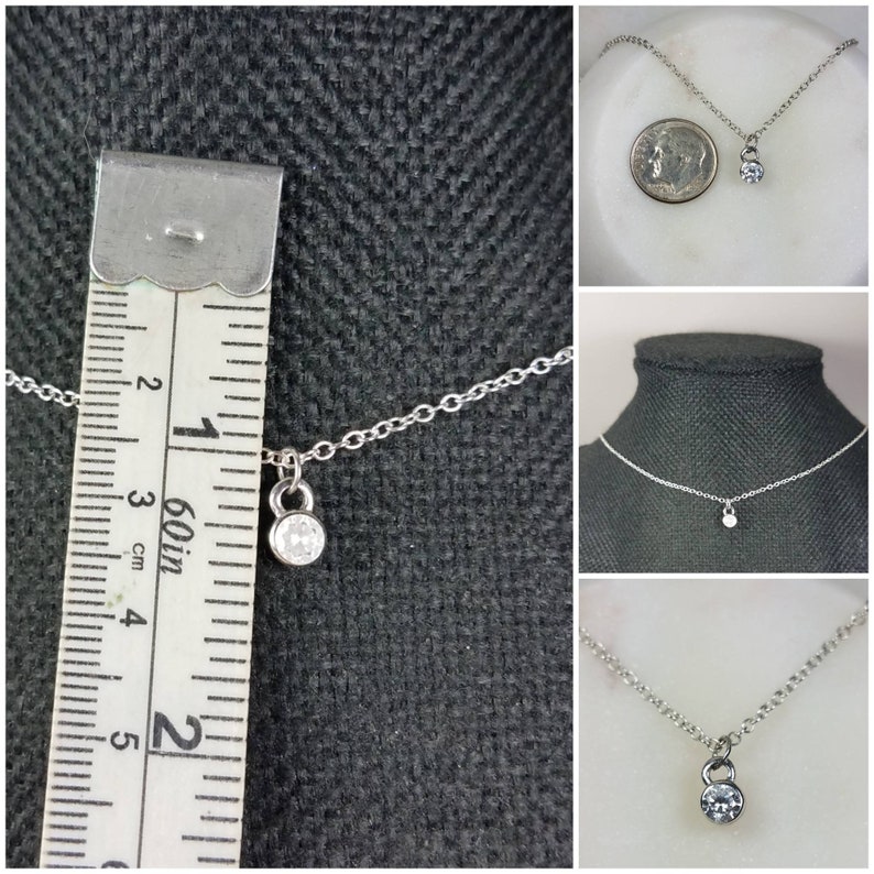 Studiodragonfly19 Gem Stone Minimalist CZ Bezel Cremation Memorial Ash NecklaceMemorial Ash Jewelry Pet NecklaceBezel Necklace
