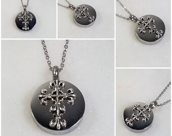 Memorial Ash Stainless Steel Cremation Cross Urn Necklace/Cremation Pendant/Cremation Necklace